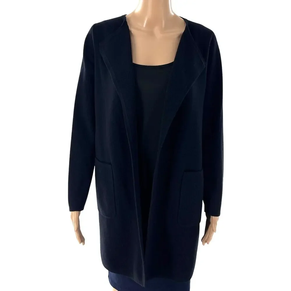 J. Crew Black Juliette Collarless Open Front Sweater Blazer